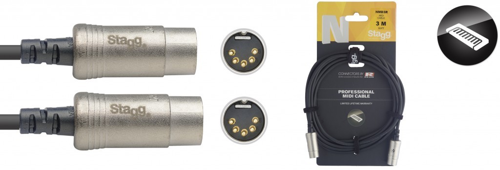 STAGG Audiokabel N-Serie MIDI-Kabel, DIN/DIN (m/m), 3 m