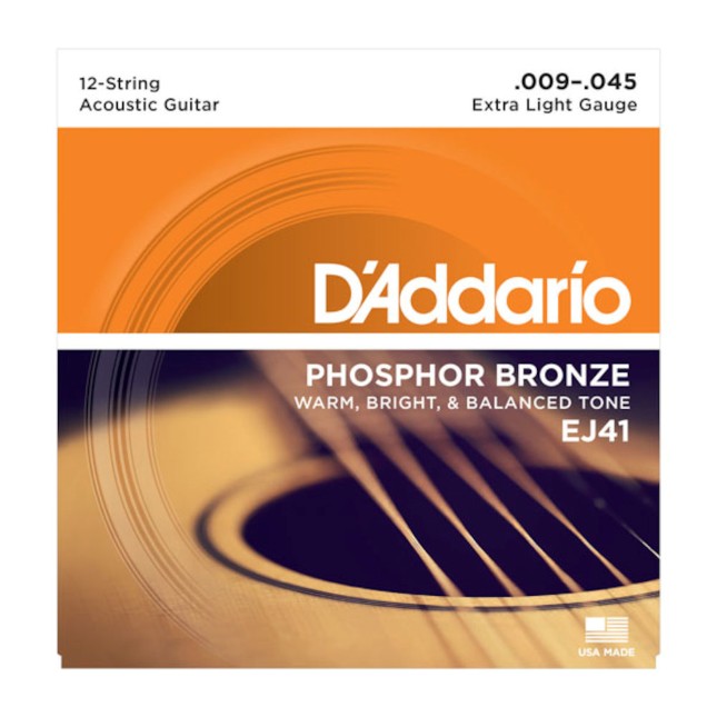 D'Addario EJ 41 Phosphor Bronze 12-String Phosphor Bronze, Extra Light
