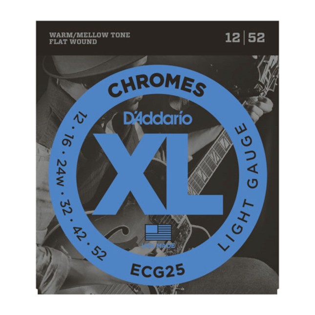 D'Addario ECG 25 Chromes Flat Wound, Light