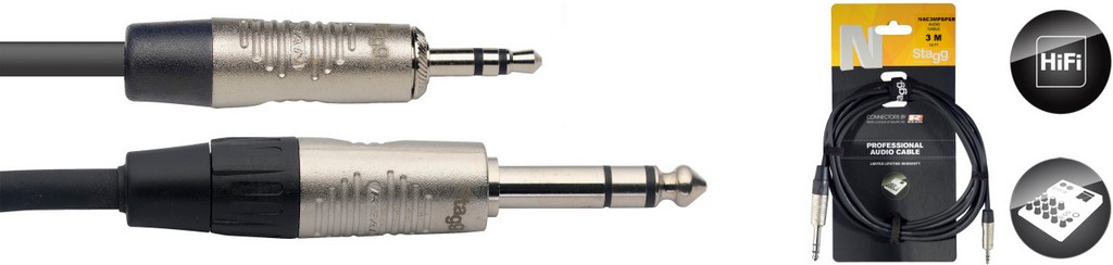 STAGG Audiokabel Miniklinke/Klinke (m/m) Stereo 3m Bild 1