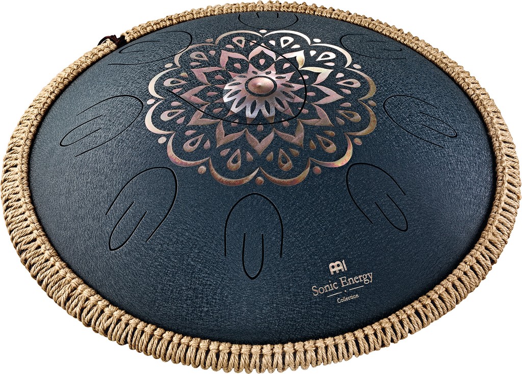 Meinl Sonic Energy Octave Steel Tongue Drum, graviertes Blumendesign Marineblau Bild 1