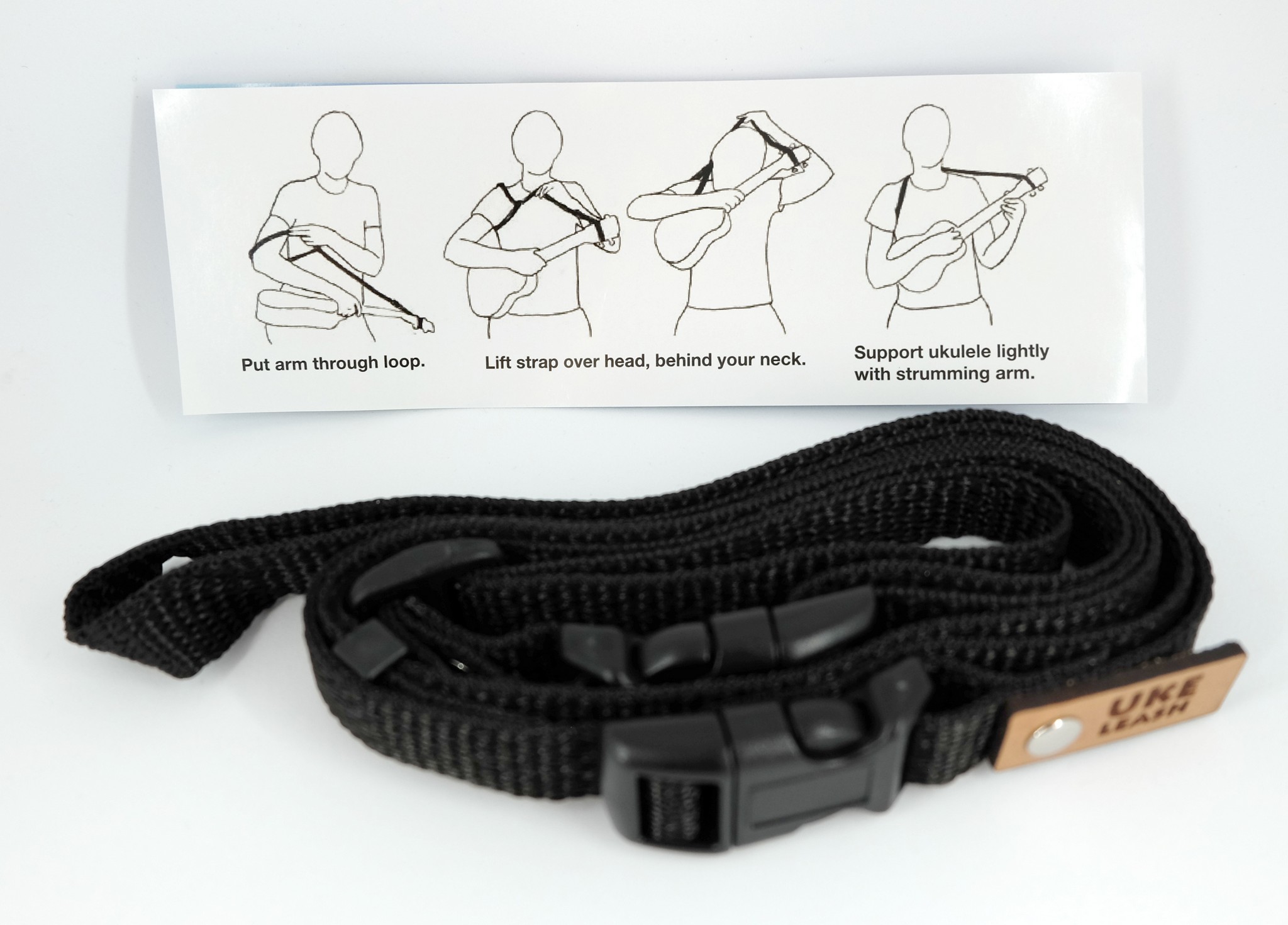 Uke Leash Ukulelengurt Medium Black Bild 1