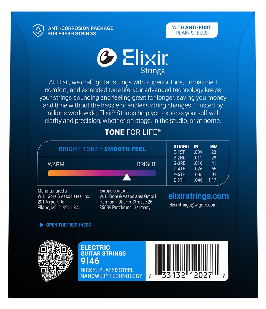Elixir Nanoweb E-Gitarre Anti Rust Custom Light 009 - 046 / 12027