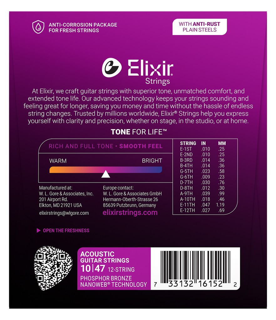 Elixir Bronze Nanoweb Medium 010-047 12-Saiter