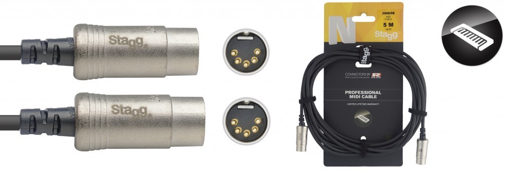 STAGG Audiokabel N-Serie MIDI-Kabel, DIN/DIN (m/m), 5 m