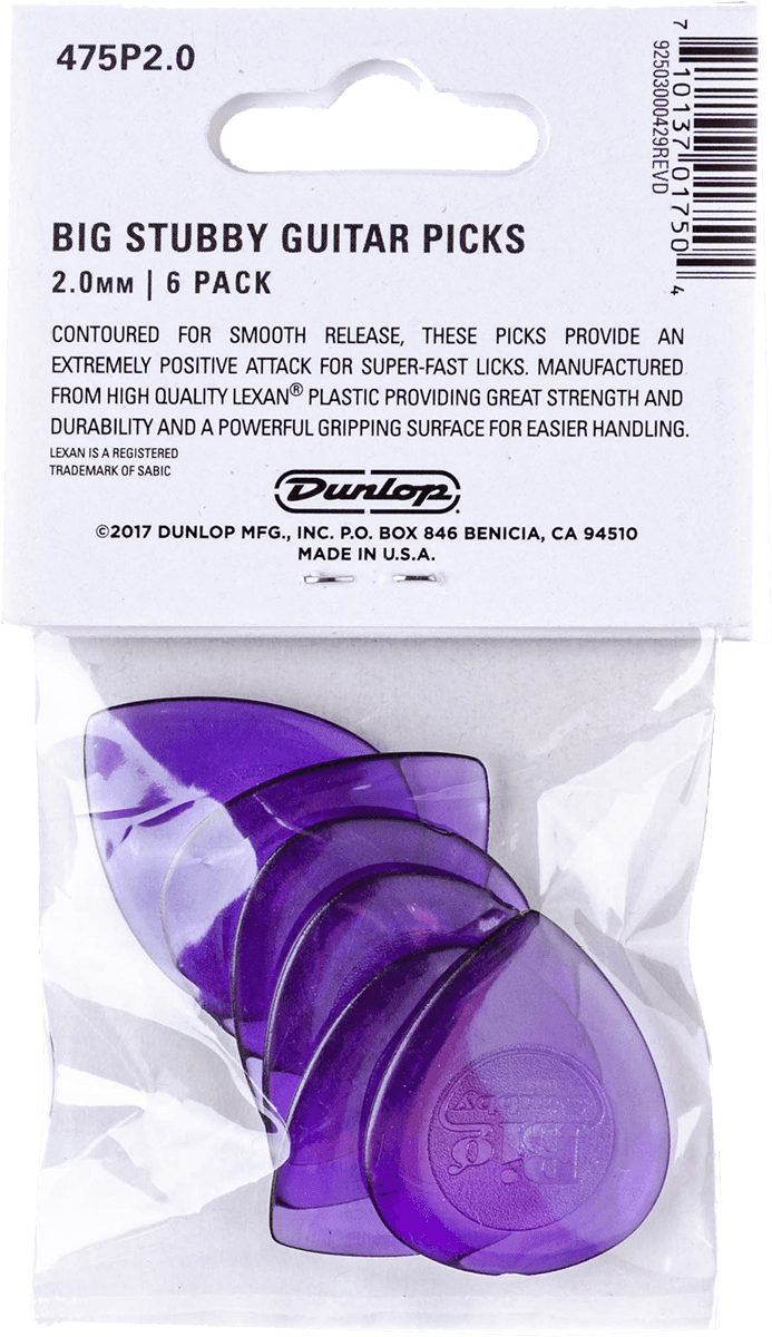 Dunlop Nylon Big Stubby 2.00 mm , Player's Pack