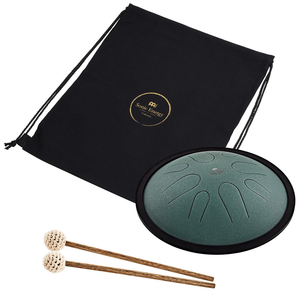 MEINL Sonic Energy 10 Compact Steel Tongue Drum, H Moll, 8 T�ne, 432 Hz, Dunkelgr�n