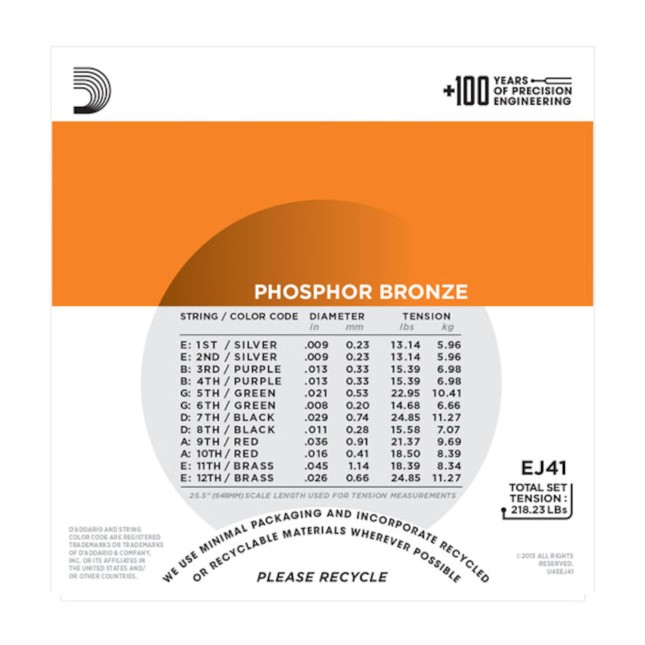 D'Addario EJ 41 Phosphor Bronze 12-String Phosphor Bronze, Extra Light Bild 4