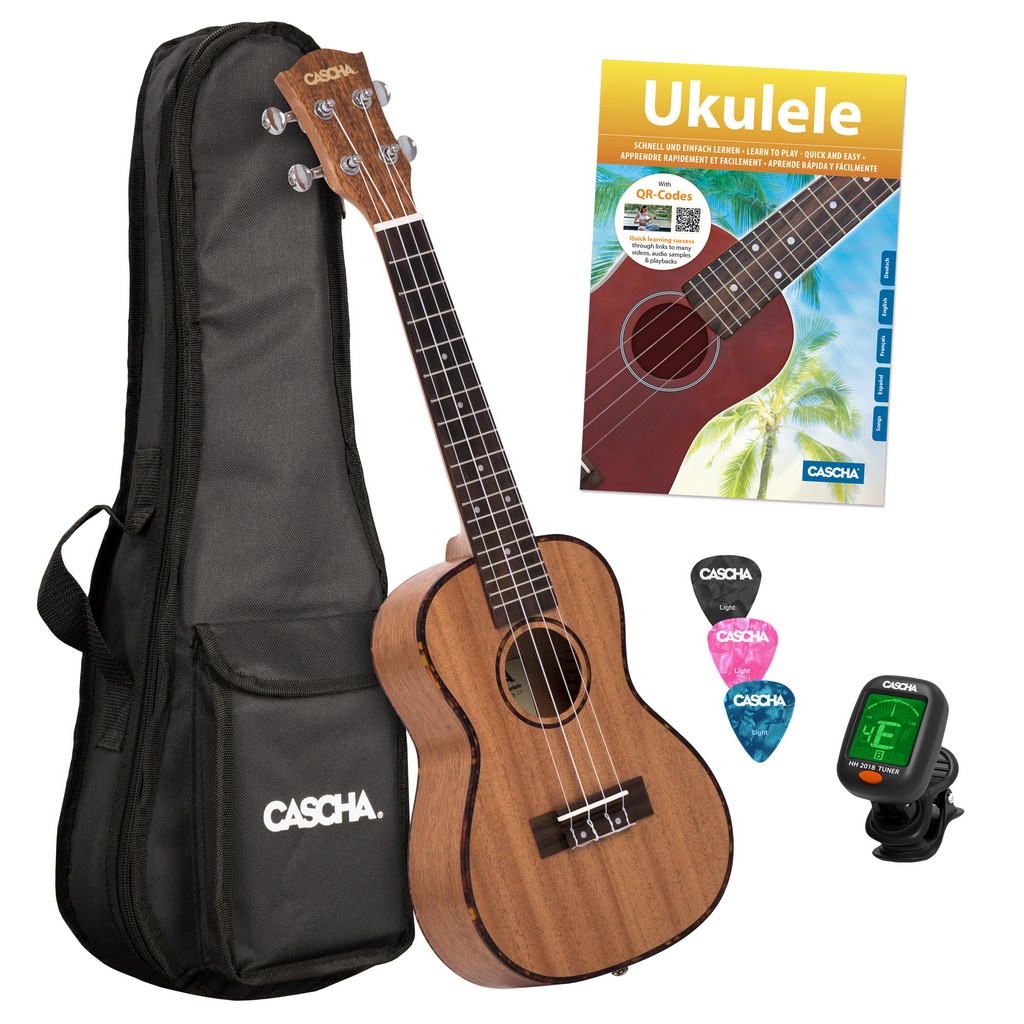 CASCHA Solid Top Konzert Ukulele Set