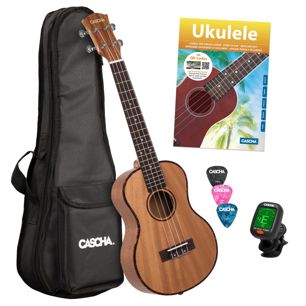 CASCHA Solid Top Tenor Ukulele Set