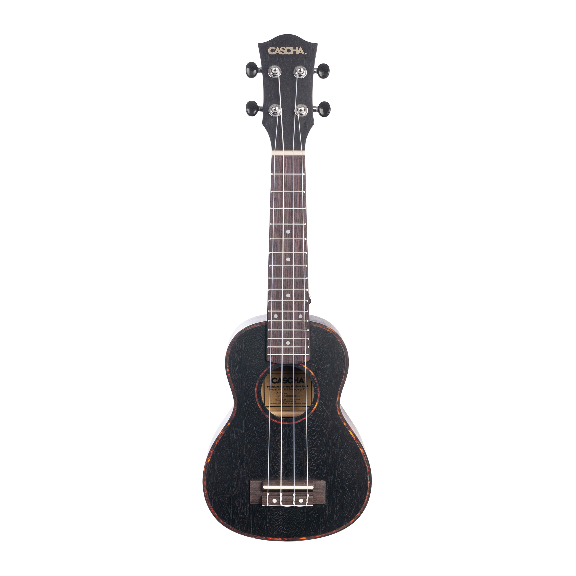 CASCHA Premium Mahagoni Sopran Ukulele Set Schwarz Bild 2