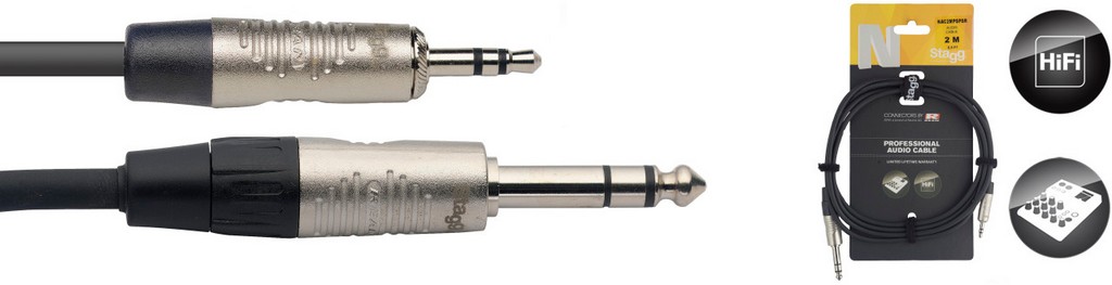STAGG N-Serie Audiokabel - Miniklinke/Miniklinke (m/f), stereo 3 m