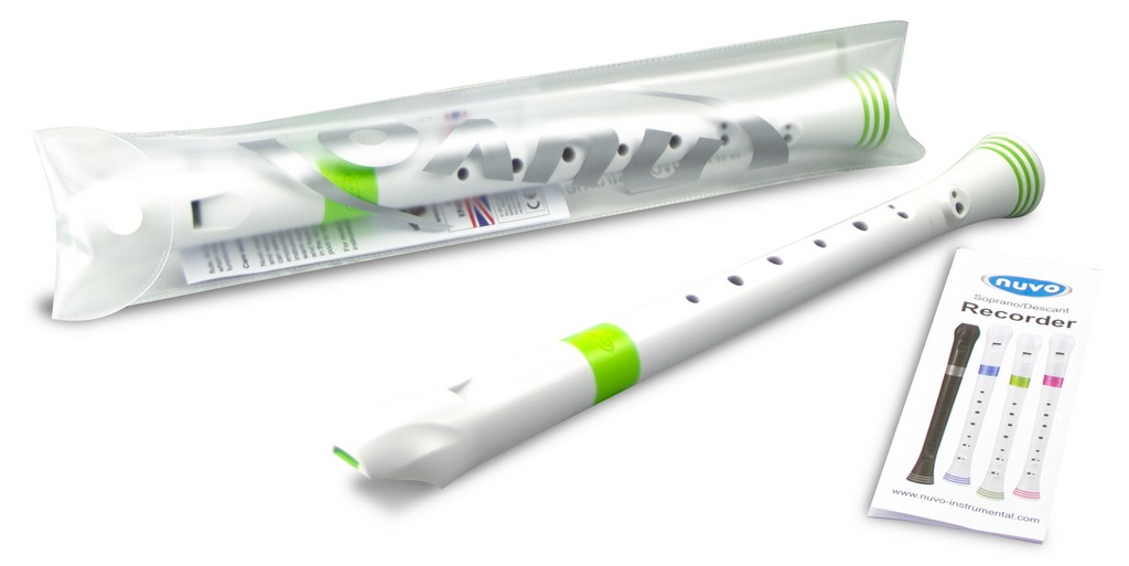 NUVO Sopranblockfl�te, wei�-gr�n, deutsch