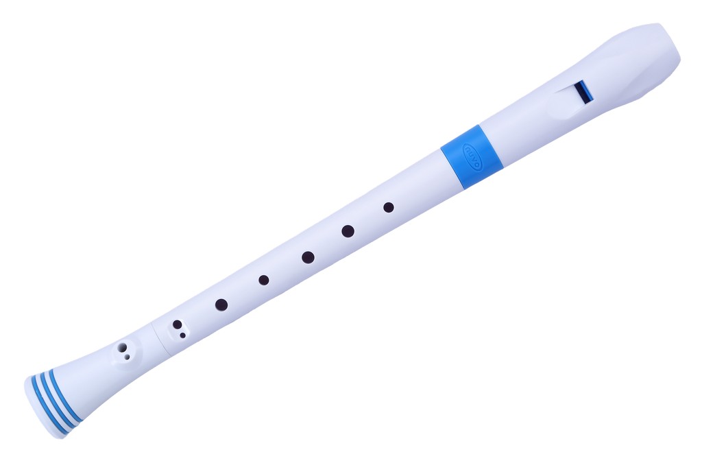 NUVO Sopranblockfl�te, wei�-blau, deutsch