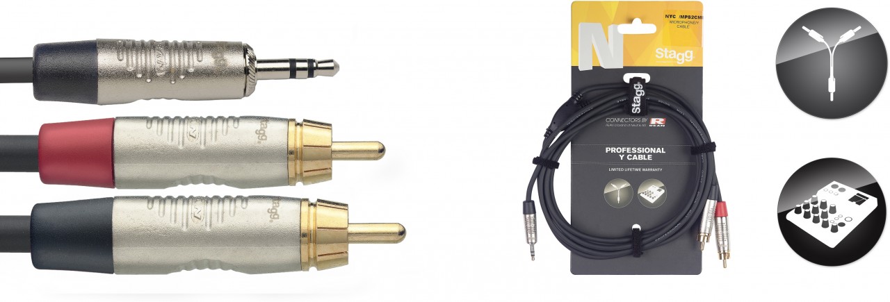 STAGG Audiokabel Miniklinke/Cinch (m/m) 1,5m
