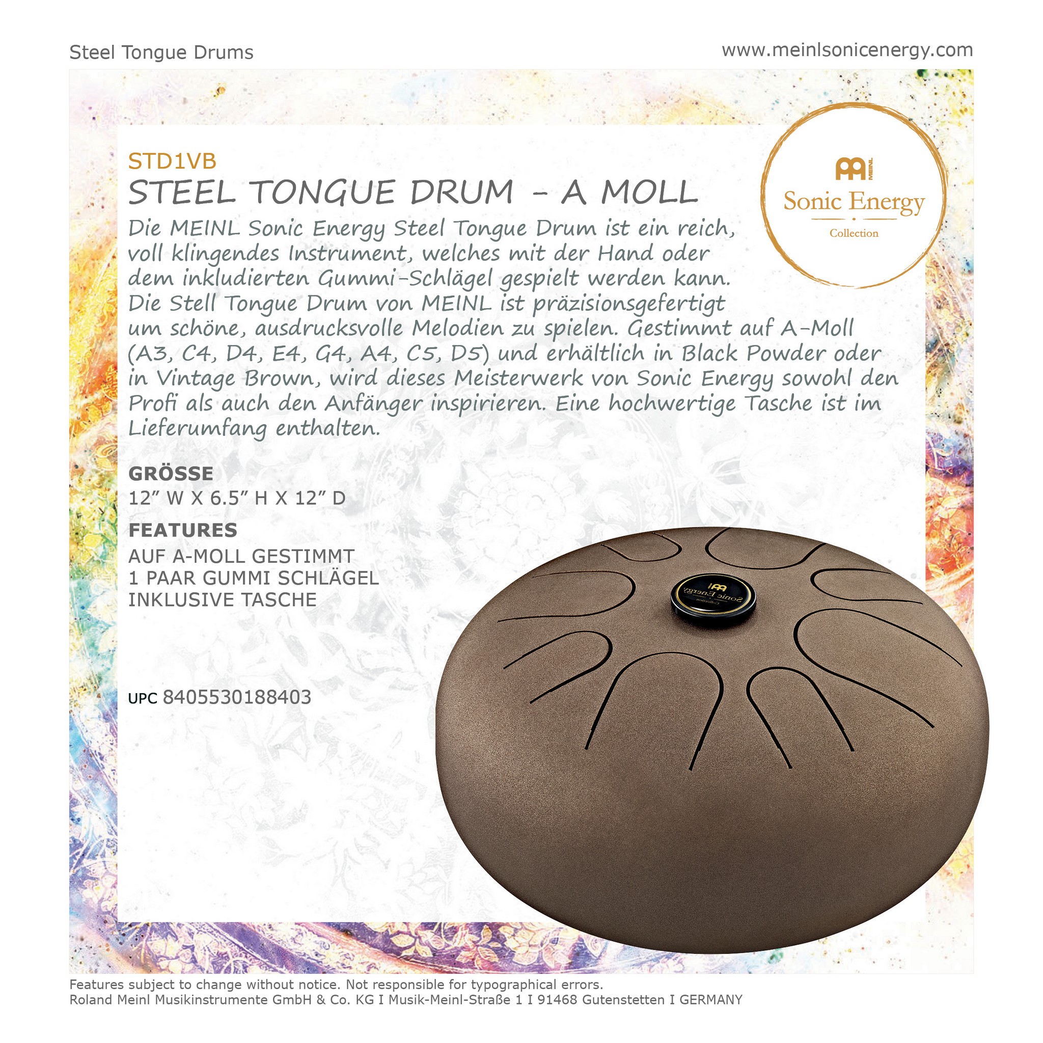 MEINL Sonic Energy Steel Tongue Drum A-Moll Vintage Braun Bild 4