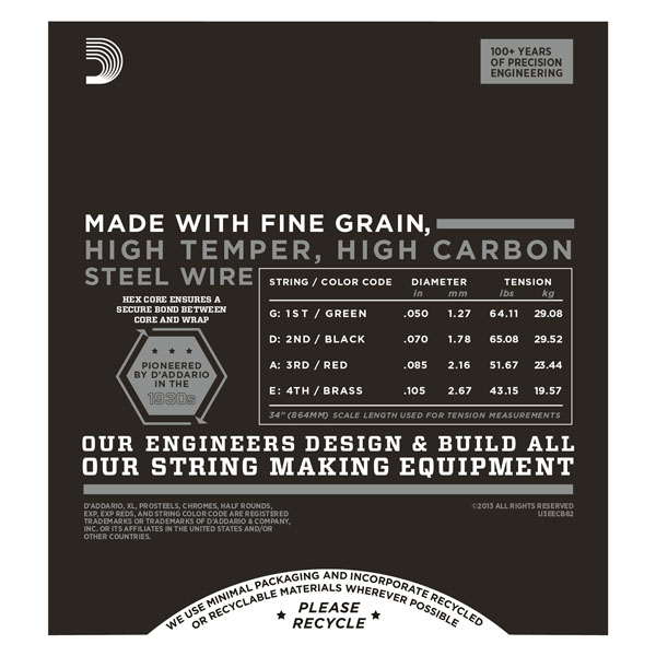D'Addario ECB82 Chromes Flat Wound 4-saitig