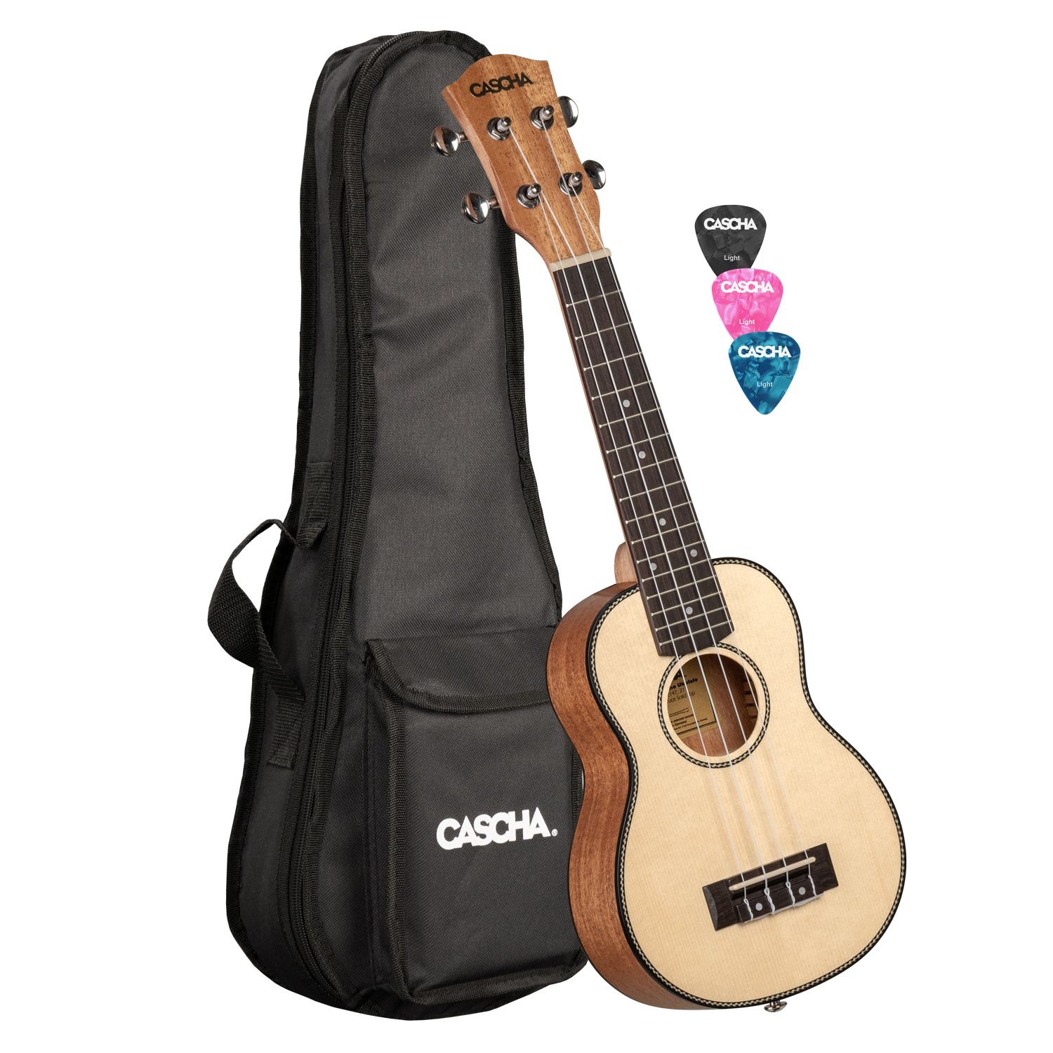 CASCHA Solid Top Sopran Ukulele Set