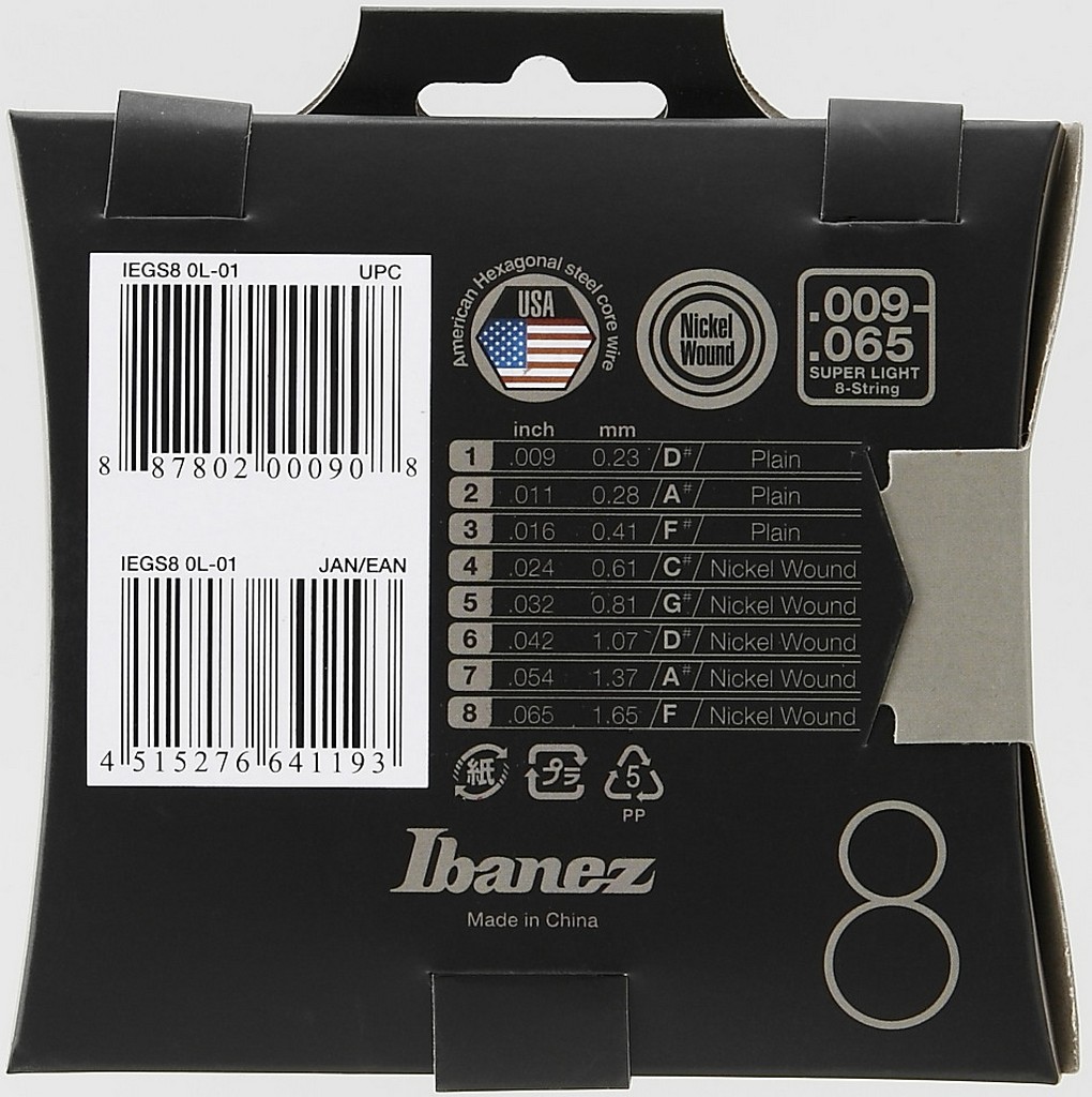 IBANEZ Saitensatz E-Gitarre Nickel Wound 8-Saiter - Super Light 9-65 Bild 2