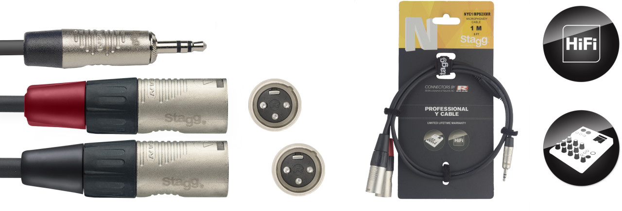 STAGG N-Serie Y-Kabel, Miniklinke/XLR (m/m), stereo/mono