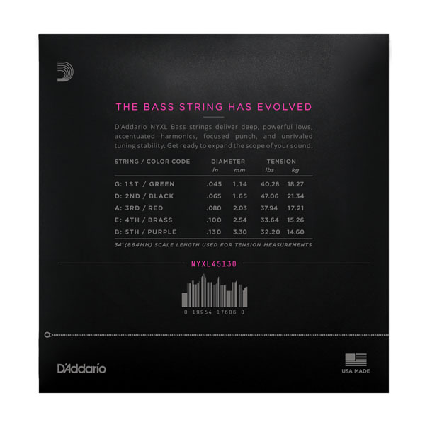 D'Addario NYXL 45130 E-Bass 5Saiter Bild 2